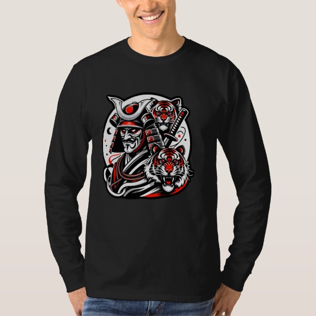 Samurai Tigers Quest Discover The Anime Samurai Ja T Shirt (Framsida)