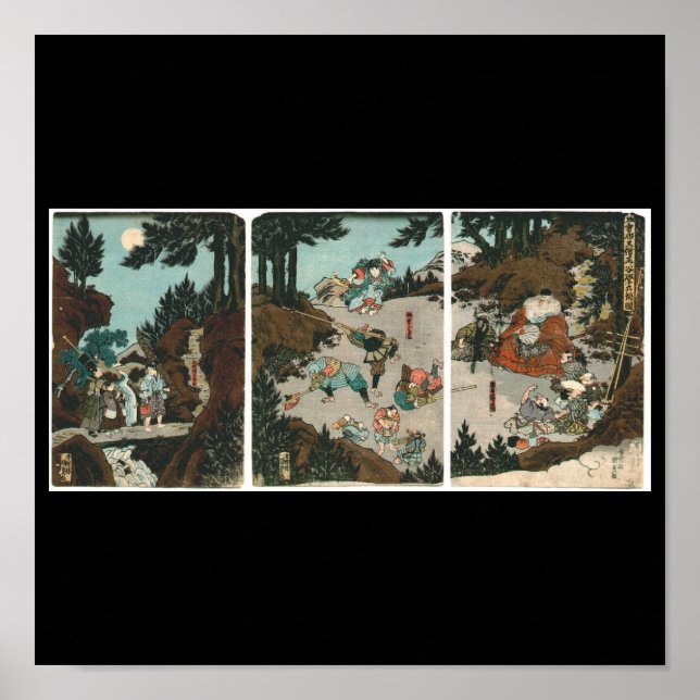 Samurai training with Tengu, Circa 1859 Poster (Framsidan)