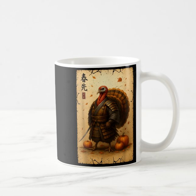 Samurai Turkey Thanksgiving Japanese Warrior Anime Kaffemugg (Höger)