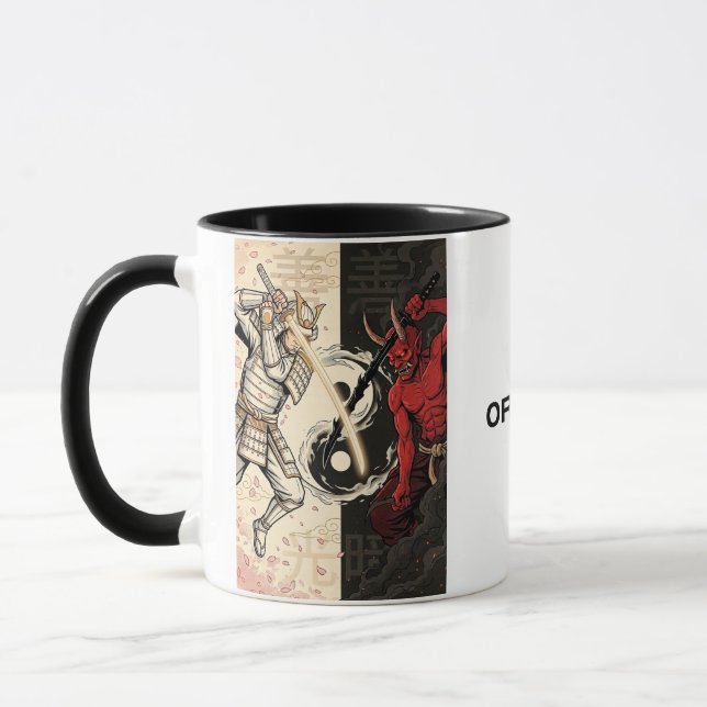 Samurai vs Japanese Oni Demon Dual Yin Yang Graphi Mugg (Vänster)