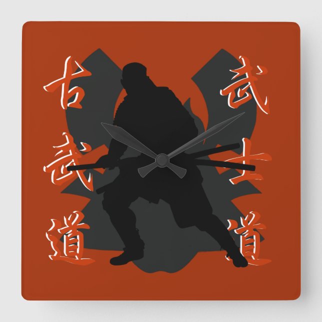Samurai Wall Clock Fyrkantig Klocka (Framsida)