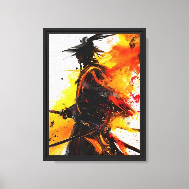 Samurai Warrior Abstrakt Bläck Explosion Art Canvastryck (Framsida)