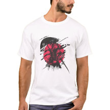 Samurai Warrior Art T-Shirt - Japanska Bläck Stil 