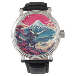 Samurai Warrior at Mount Fuji Japanese Art  Armbandsur
