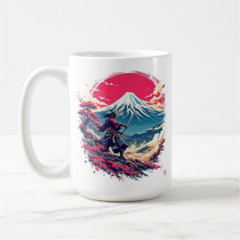 Samurai Warrior at Mount Fuji Japanese Art  Kaffemugg