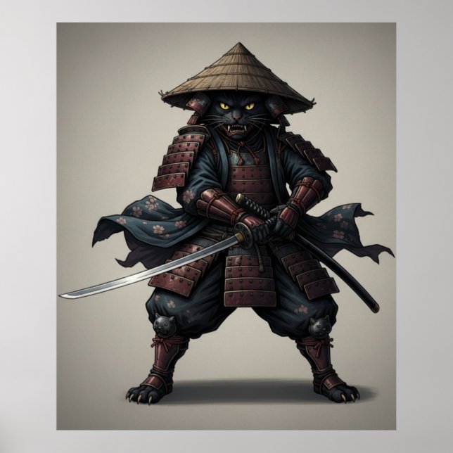 Samurai Warrior Black Cat  Poster (Framsidan)