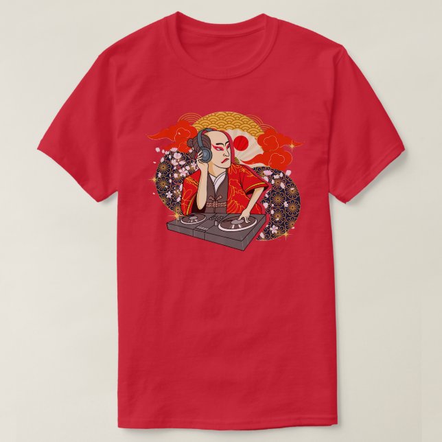 Samurai Warrior Bushido Code Japanska DJ Swordsmen T Shirt (Design framsida)