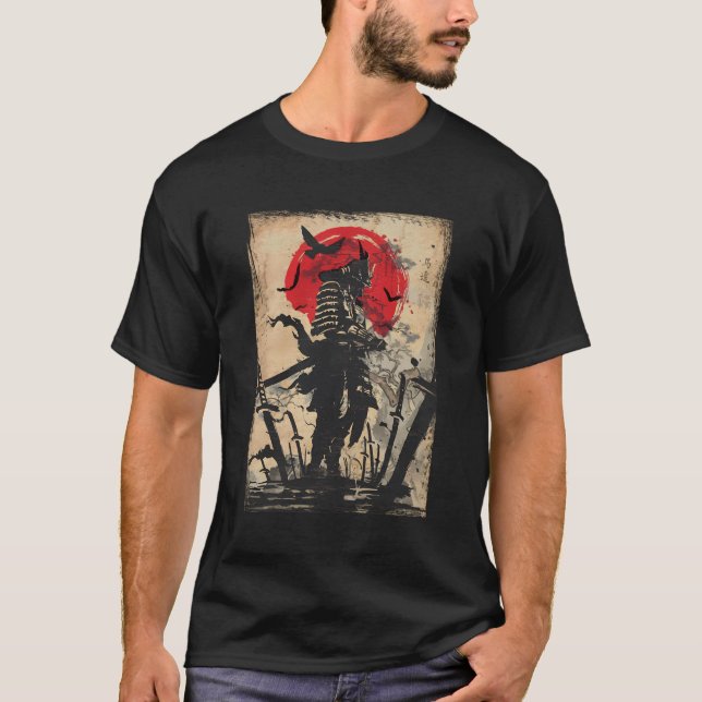 Samurai Warrior Bushido Code Japanska svärdmän T Shirt (Framsida)