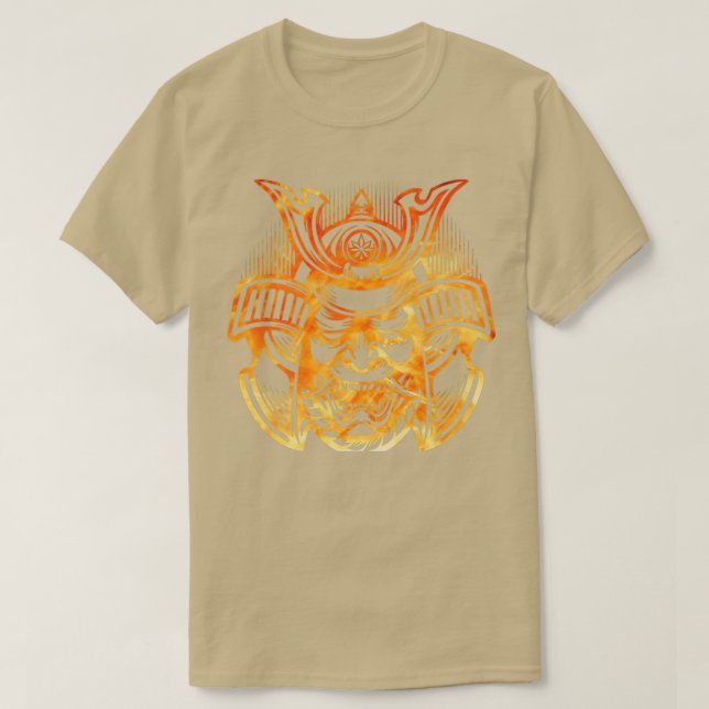 Samurai Warrior Bushido Oni Mask Fire Japansk Cul T Shirt (Design framsida)