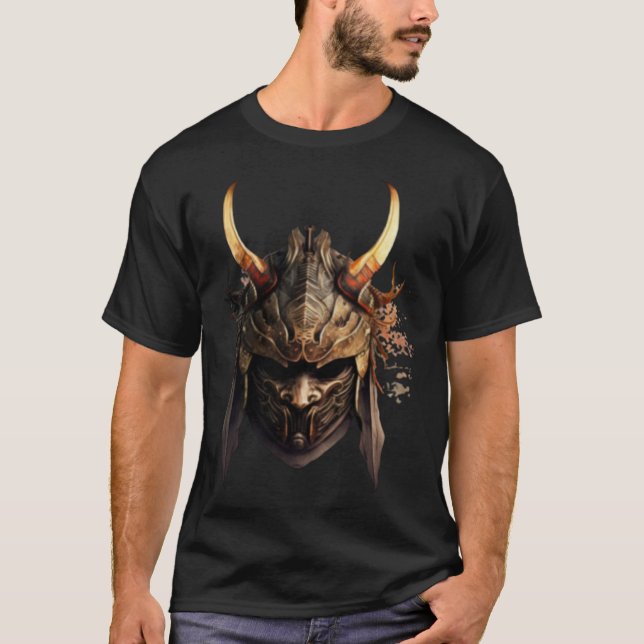 Samurai Warrior Bushido Oni Mask Japansk kultur T Shirt (Framsida)