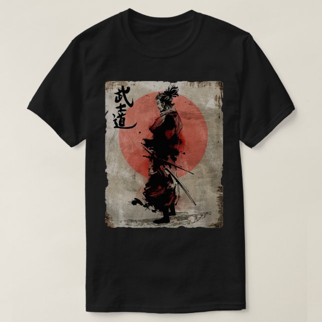 Samurai Warrior Bushido T Shirt (Design framsida)
