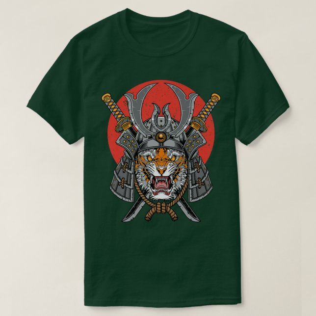 Samurai Warrior Bushido Tiger Katana Oni japanska  T Shirt (Design framsida)