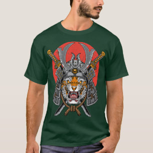 Samurai Warrior Bushido Tiger Katana Oni japanska T Shirt