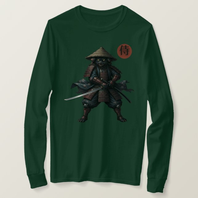 Samurai Warrior Cat T Shirt (Design framsida)