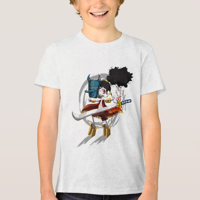 Samurai Warrior Chibi Demon Mask T Shirt (Framsida)