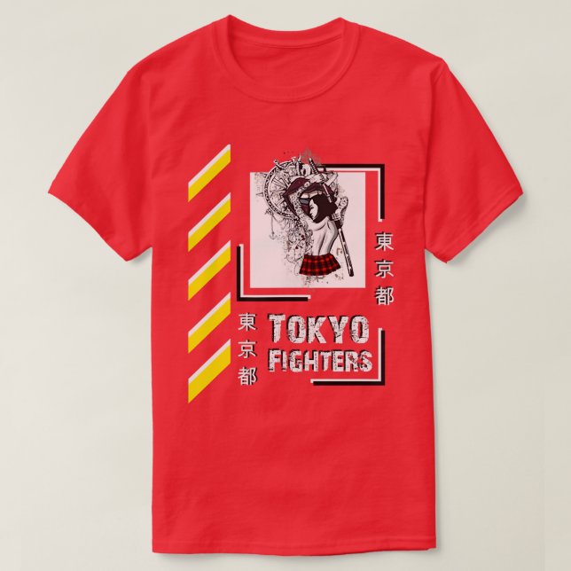Samurai Warrior Girl Japan Tokyo Fighters Stil Cl T Shirt (Design framsida)