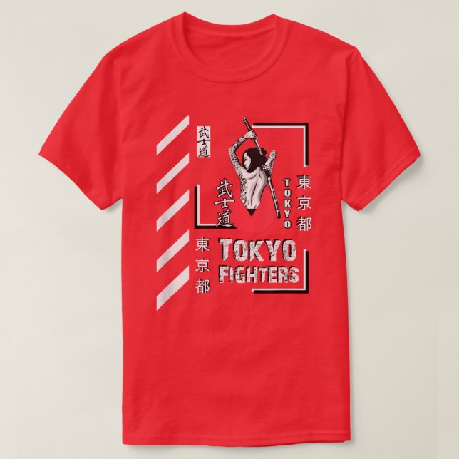 Samurai Warrior Girl Japan Tokyo Fighters Stil Cl T Shirt (Design framsida)