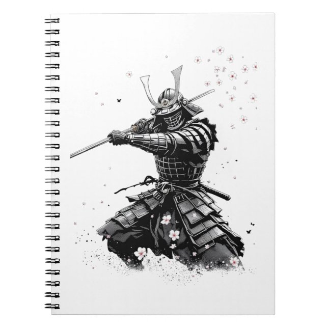 Samurai Warrior in Action Japanese Art Ceramic  Anteckningsbok (Framsidan)