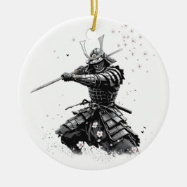 Samurai Warrior in Action Japanese Art Ceramic  Julgransprydnad Keramik