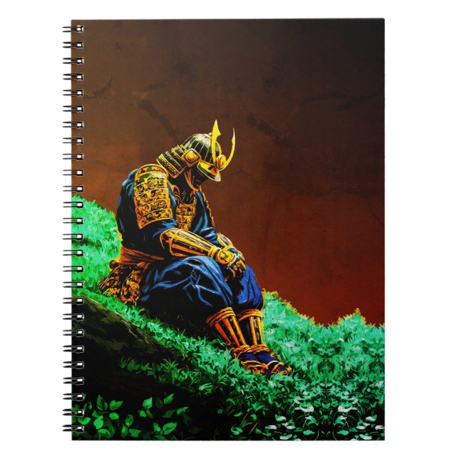 Samurai Warrior in Golden Armor - Epic Japanska Anteckningsbok (Framsidan)