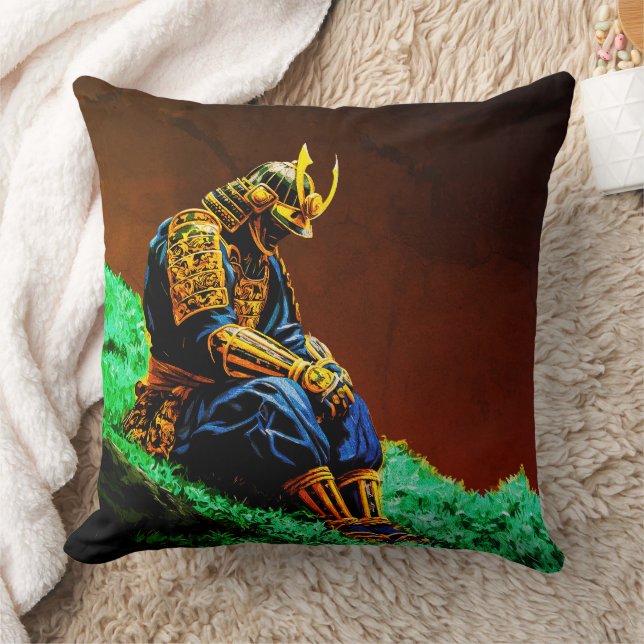 Samurai Warrior in Golden Armor - Epic Japanska Kudde (Filt)