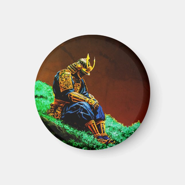 Samurai Warrior in Golden Armor - Epic Japanska Magnet (Framsidan)