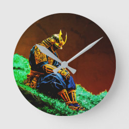 Samurai Warrior in Golden Armor - Epic Japanska Rund Klocka