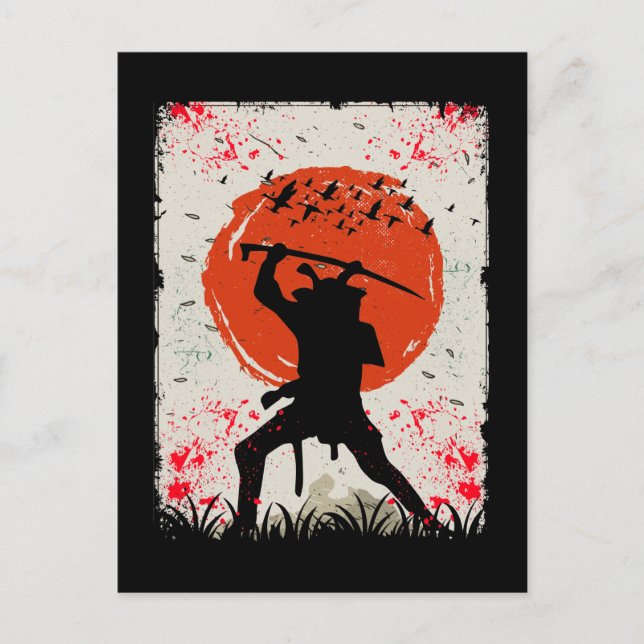 Samurai Warrior Japanese Swordsman Vykort (Framsida)