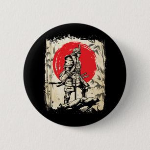 Samurai Warrior Japansk Hero Japan Swordsmen Knapp