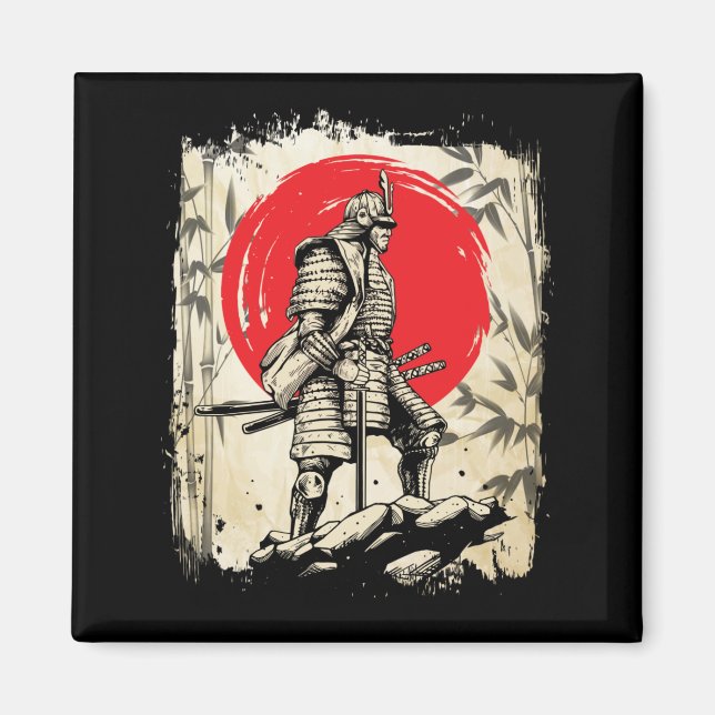 Samurai Warrior Japansk Hero Japan Swordsmen Magnet (Framsidan)