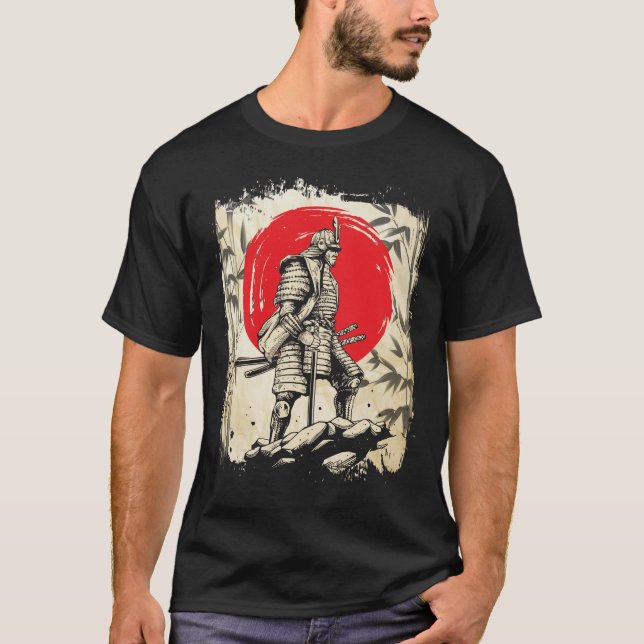 Samurai Warrior Japansk Hero Japan Swordsmen T Shirt (Framsida)