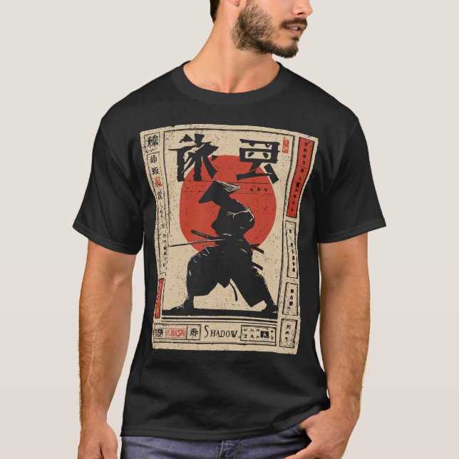 Samurai Warrior japansk Red Sol Traditional Art T Shirt (Framsida)