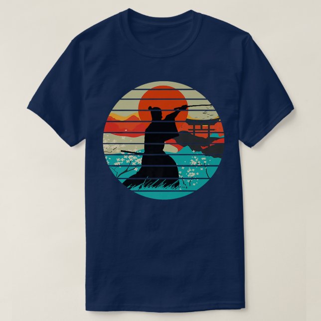 Samurai Warrior japansk Sword Retro (2) T Shirt (Design framsida)