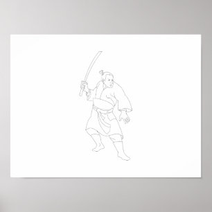 Samurai Warrior med katana Sword Poster