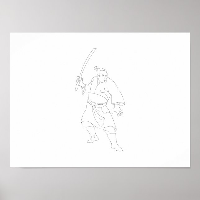 Samurai Warrior med katana Sword Poster (Framsidan)