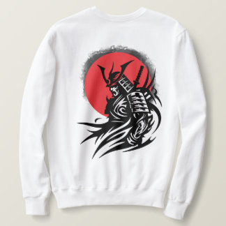 Samurai Warrior med Stigning Sol Graphic T-Shirt Lång Ärmad Tröja