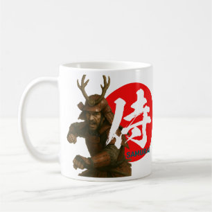 Samurai Warrior med Stigning Sol och Kanji Kaffemugg