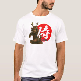 Samurai Warrior med Stigning Sol och Kanji T Shirt