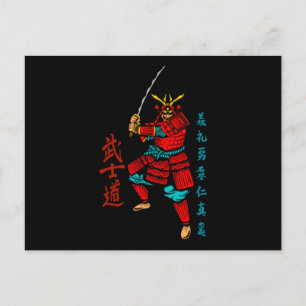 Samurai Warrior med Sword - Japansk kultur Vykort