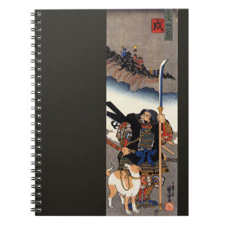 Samurai Warrior och hans Hund- Japanska Woodblock Anteckningsbok