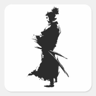 "Samurai Warrior Sticker - Japansk Bläck Art Vinyl Fyrkantigt Klistermärke