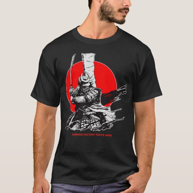 Samurai Warrior Tokyo Japan Bushido Japanese Retro T Shirt (Framsida)