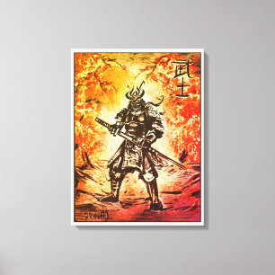 Samurai Warrior; Traditional Japansk Art Canvastryck
