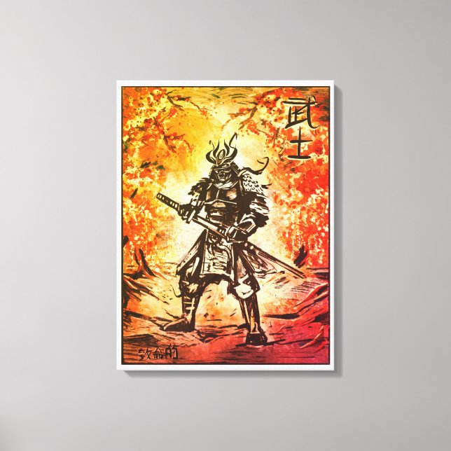 Samurai Warrior; Traditional Japansk Art Canvastryck (Framsida)