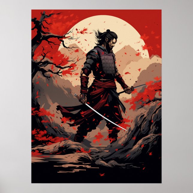 Samurai Warrior vid Sunset Poster (Framsidan)