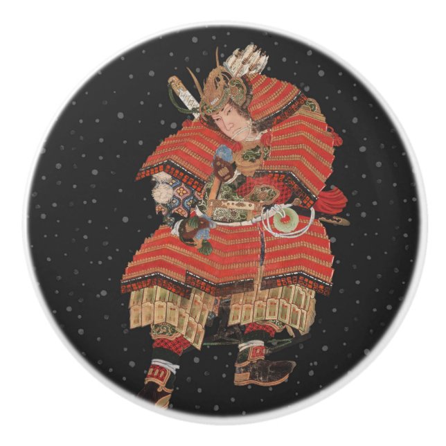 Samurai Warrior Vintage Japansk Art Knopp (Framsidan)