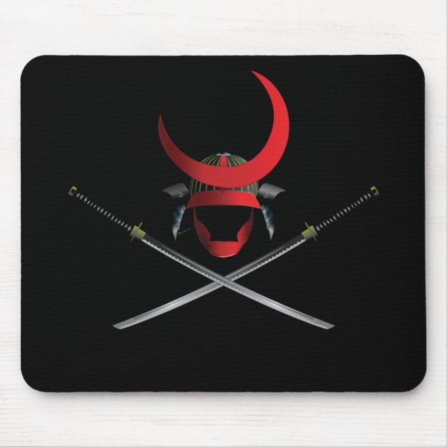 Samuraihjälm och svärd musmatta (Framsidan)