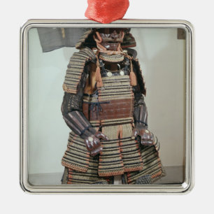 Samuraikrigare pansar julgransprydnad metall