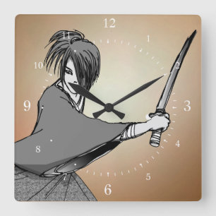 SAMURAImanga japan Fyrkantig Klocka