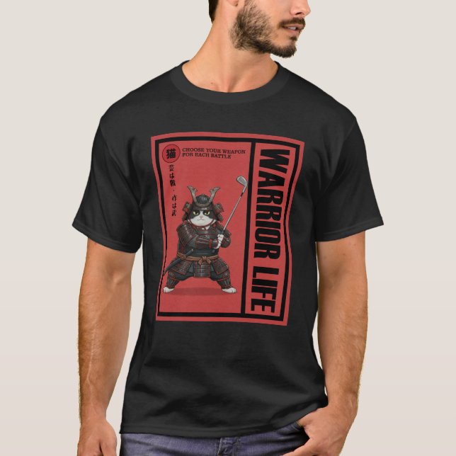 Samurainimals Katt Vapen T Shirt (Framsida)